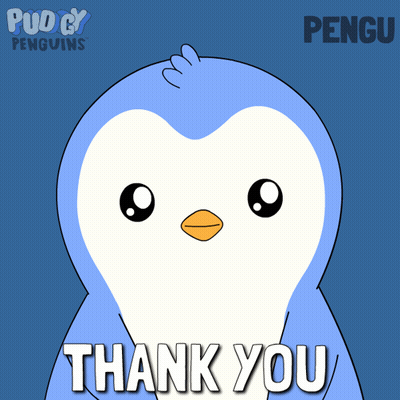 Penguin Saying Thank You In Front Of Puddy Penguins Logo GIF