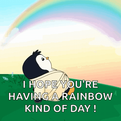 Penguin Says I Hope You're Having A Rainbow GIF