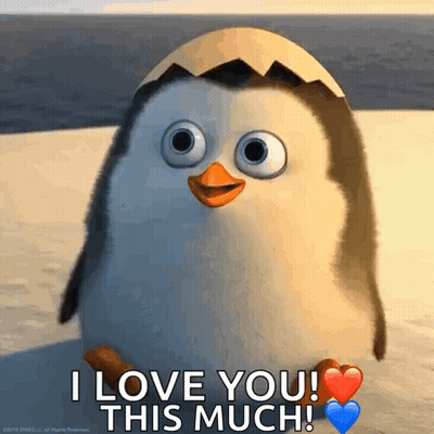 Penguin Says I Love You This Much With Hearts GIF