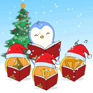 Penguin Singing Christmas Carols With Christmas Tree GIF