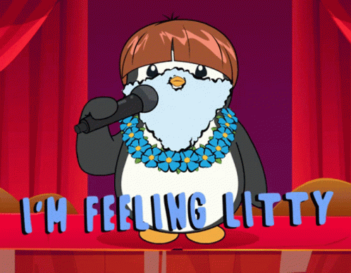 Penguin Singing Into Microphone I'm Feeling Litty GIF