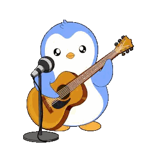 Penguin Singing Into Microphone With Guitar Sticker