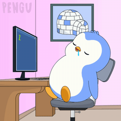 Penguin Sitting at Computer with Z