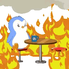 Penguin Sitting At Table With Coffee Sticker