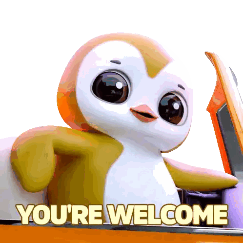 Penguin Sitting In Car Saying Youre Welcome Sticker