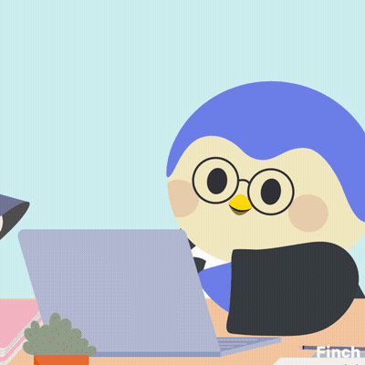 Penguin Sitting In Front Of Laptop Saying Crunch GIF