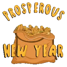 Penguin Sitting In Gold Coins Prosperous New Year Sticker