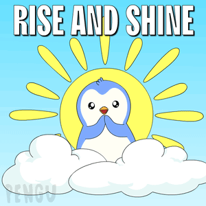 Penguin Sitting On Cloud Rise And Shine GIF
