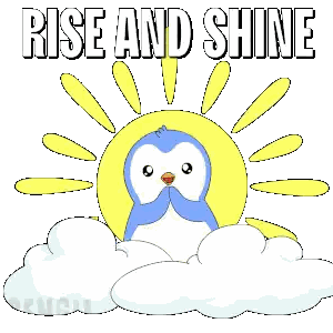 Penguin Sitting On Cloud Rise And Shine Sticker