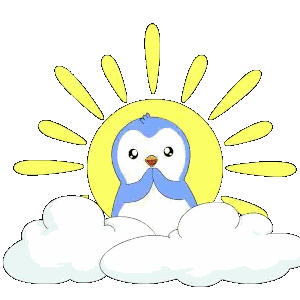 Penguin Sitting On Cloud With Sun Sticker