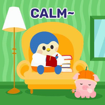 Penguin Sitting On Couch Reading Book GIF