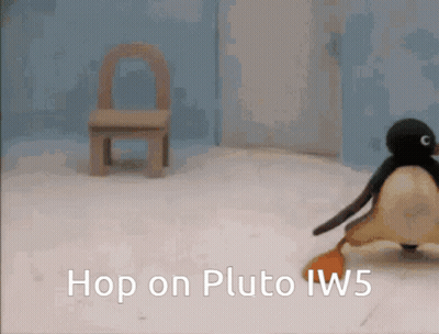 Penguin Sitting On Floor Hop On Pluto Iw5 GIF