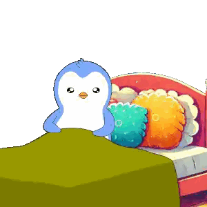 Penguin Sitting On Pillows Sticker