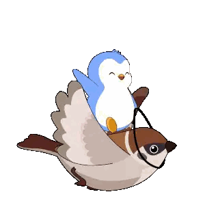 Penguin Sitting On Sparrow Sticker
