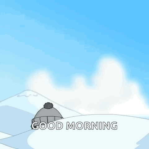 Penguin Skiing Down Snow Hill Good Morning GIF