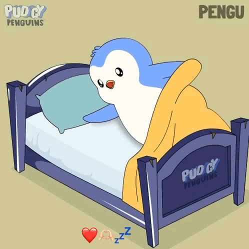 Penguin Sleeping In Bed Puddy Penguins GIF