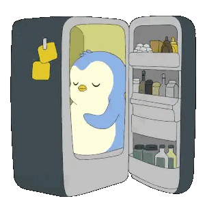 Penguin Sleeping In Refrigerator Sticker