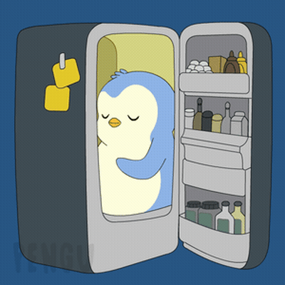 Penguin Sleeping In Refrigerator GIF