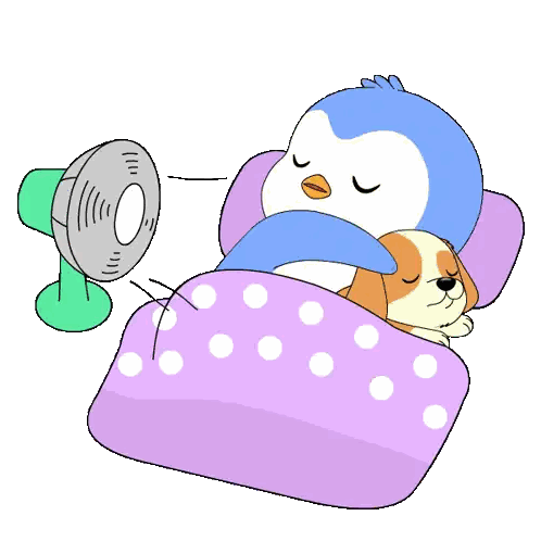Penguin Sleeping Next To Dog Sticker