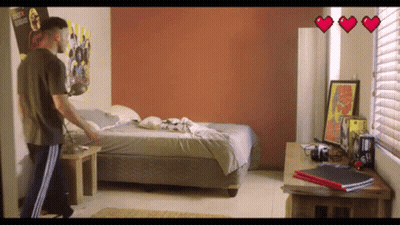 Penguin Sleeping On Bed With Abstep Logo GIF
