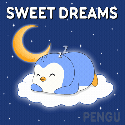Penguin Sleeping On Cloud With Sweet Dreams GIF