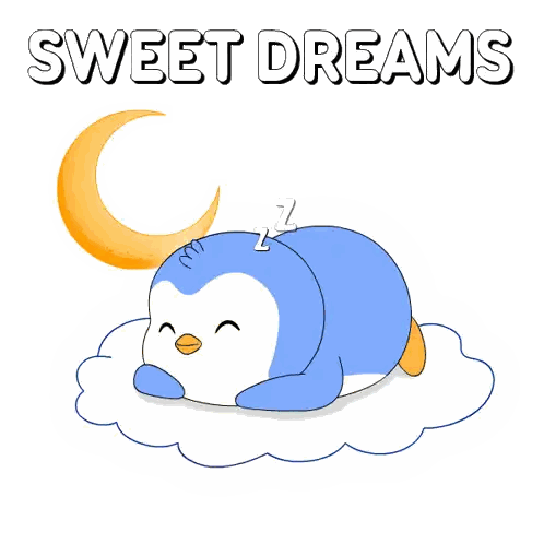 Penguin Sleeping On Cloud With Sweet Dreams Sticker