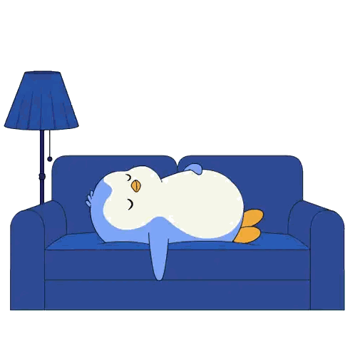 Penguin Sleeping On Couch Good Night Sticker