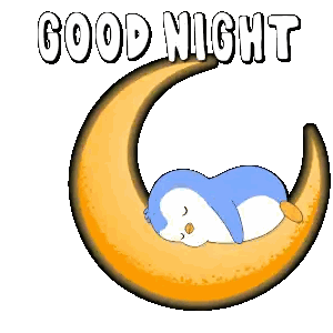 Penguin Sleeping On Crescent Moon Sticker