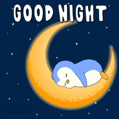 Penguin Sleeping On Crescent Moon Good Night GIF