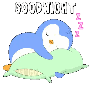 Penguin Sleeping On Green Pillow Sticker