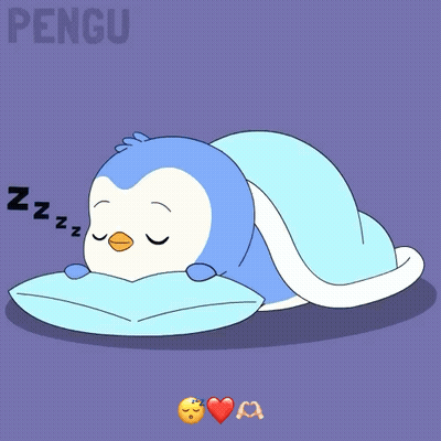 Penguin Sleeping On Pillow GIF