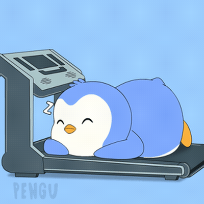 Penguin Sleeping On Treadmill Pengu GIF