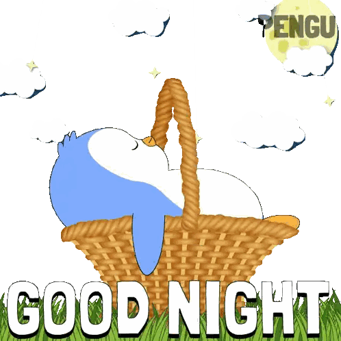 Penguin Sleeping With Good Night Sticker