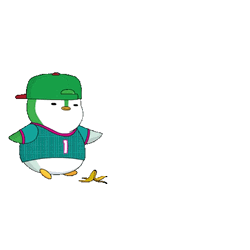 Penguin Slipping On Banana Peel GIF