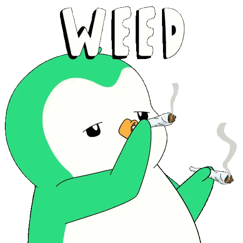 Penguin Smoking Cigarette With Weed Above Sticker