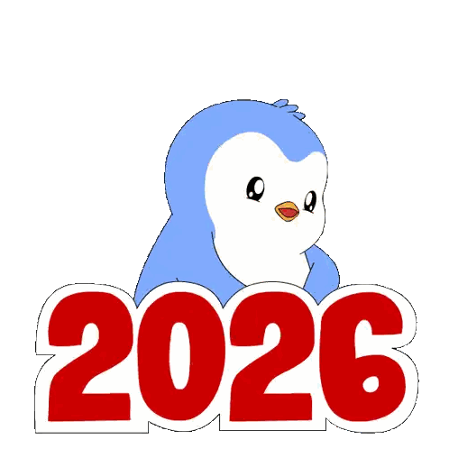 Penguin Standing Before 2026 Sign Sticker