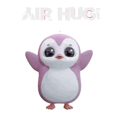 Penguin Standing Before Heart Air Hug Balloon Sticker