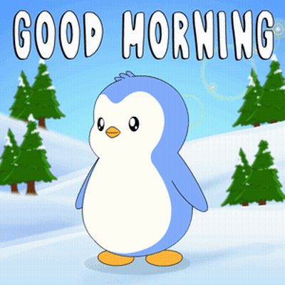 Penguin Standing In Snow Saying Good Morning GIF