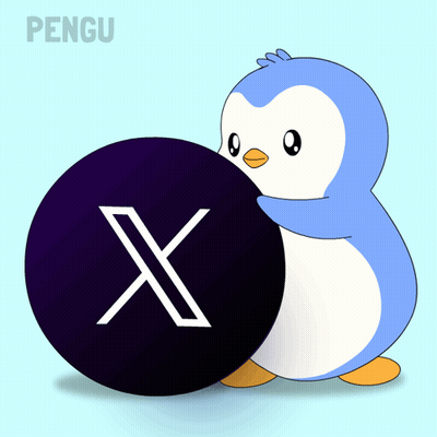 Penguin Standing Next To Black Ball With White X GIF