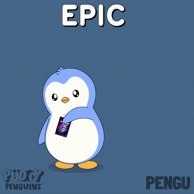 Penguin Standing Next to Epic Card