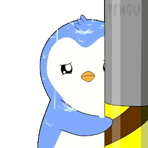 Penguin Standing Next To Pole Saying Penguin Sticker