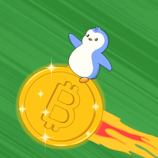 Penguin Standing On Bitcoin GIF