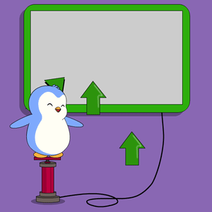 Penguin Standing On Pole In Front Of Graph GIF