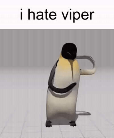 Penguin Standing On Tiled Floor Saying I Hate Viper GIF