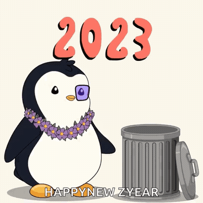 Penguin Sunglasses And Lei By Trash Can 2024 GIF