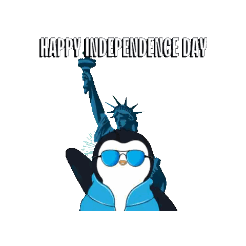 Penguin Sunglasses Statue Of Liberty Happy Independence Day Sticker