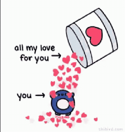 Penguin Surrounded By Hearts All My Love For You GIF