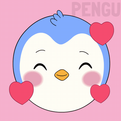 Penguin Surrounded By Hearts Text Pengu GIF