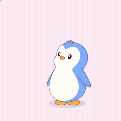 Penguin Surrounded By Pink Hearts GIF