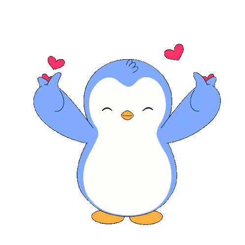 Penguin Surrounded By Red Hearts Sticker